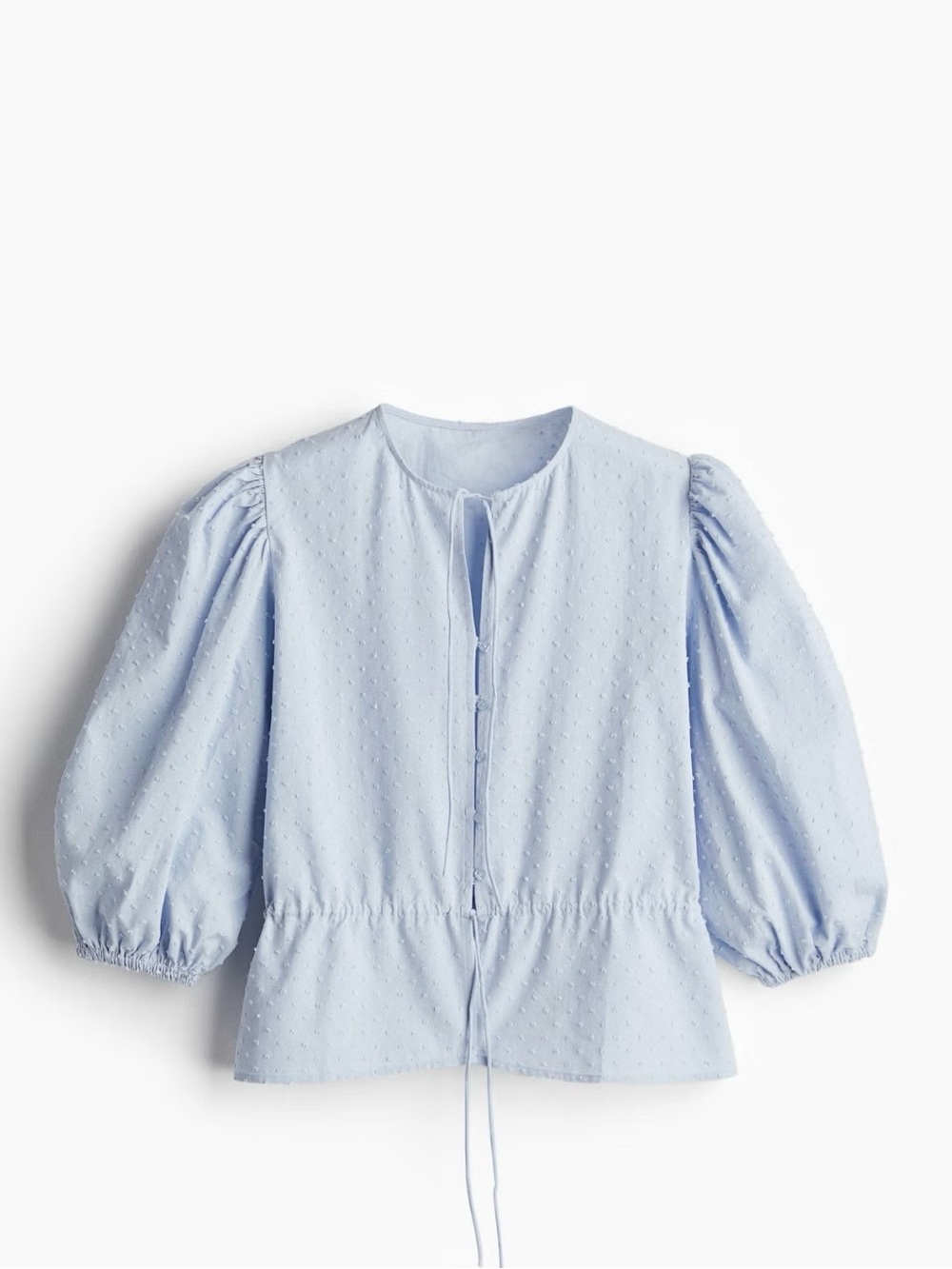 Divided White Tie-Front Peasant Blouse
